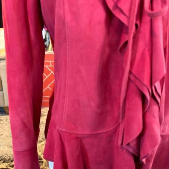 Pink Suede Ruffle Jacket - - Picture 3 of 7